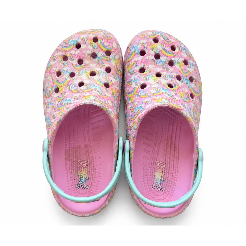 J6/W9/M7 Crocs x Lisa Frank Classic Clogs Taffy Pink Unicorn Rainbow Rare